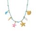 Lucardi Dames Stainless steel ketting blauw met hangers voor dames - Ketting - Staal - Goudkleurig - 47 cm