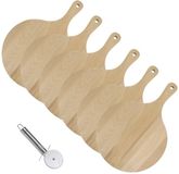 Fackelmann 6 Houten Pizzaplanken en Tarte Flambée Planken 30 cm en RVS Pizzaroller