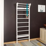 Buxibo Klimwand van Hout – Wandklimrek voor Binnen – Gym Speeltoestel voor Kinderen – 220x78x8 cm – Wit