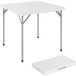 Icecat Table pliante en HDPE, table de camping pliante carrée 86 x 86 x 74 cm, avec une poignée, hauteur réglable, blanc