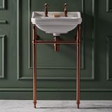 Hudson Reed Richmond Lavabo sur pieds rétro – 50 cm – Bronze satiné – 2 trous - Trop plein