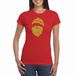 Bellatio Decorations Kerst t-shirt voor dames - rood - Kerstman hoofd - glitter bedrukking - goud XXL