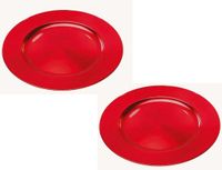 Merkloos / Sans marque G. Wurm Gmbh + Co. Kg Set van 8x stuks ronde diner onderborden - rood - van kunststof - Dia 33 cm