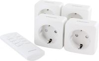 Chacon Set met 4 mini RF-stopcontacten met afstandsbediening (CR2032-3V batterij meegeleverd)