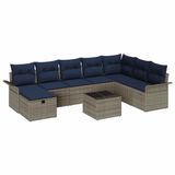 vidaXL Tuinbank Set 9-st Poly-rattan Grijs