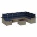 vidaXL Tuinbank Set 9-st Poly-rattan Grijs