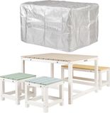 WONDERMAKE® Design kinderzitgroep buiten tuin hout met hoes, kinderzitgroep binnen picknickgroep vanaf 3 jaar, wit kleurrijk