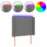 vidaXL Hoofdbord LED 93x16x118/128 cm Stof Donkergrijs