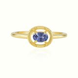 Cavill - Verguld 925 Sterling Zilveren Ring - 0,385 ct Blauwe Ovale Ceylon Saffier