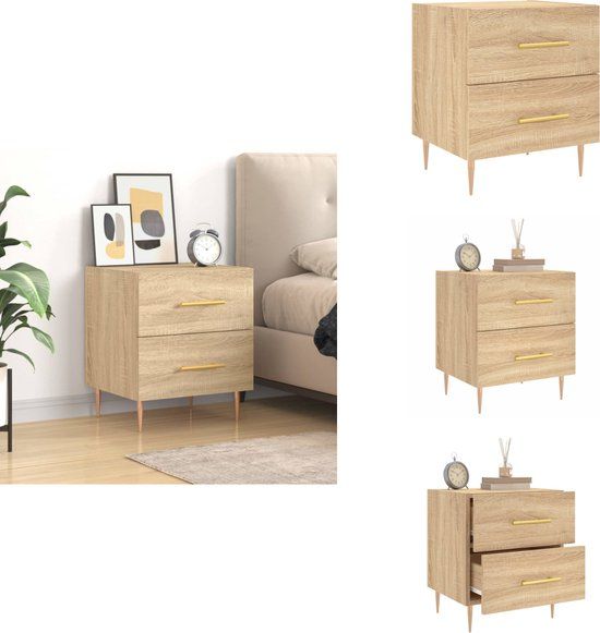 vidaXL Nachtkastje 40x35x47,5 cm bewerkt hout sonoma eikenkleurig