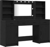 vidaXL Dressing tafel set met LED 3 st Zwart Eiken Bewerkt hout