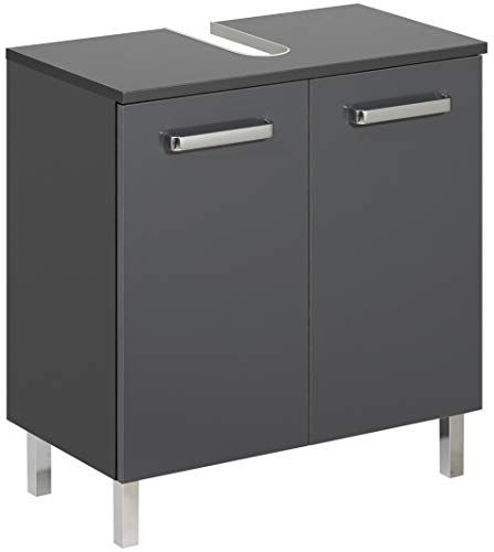 PELIPAL Wastafelonderkast - 60 cm - Antraciet-grijs glanzend - Met 2 deuren