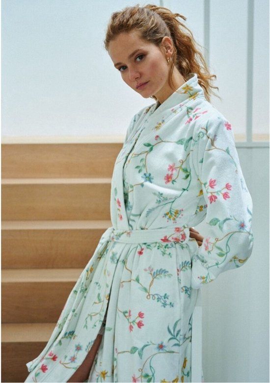 Pip Studio Les Fleurs Badjas - Wit - Katoen - Unisex - XS