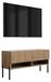 3xE living meuble TV avec façade nervurée, chêne (finition Craft), pieds noirs droits