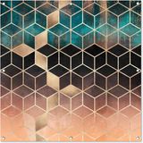 Poster de jardin - Cube - Marbre - Motifs - Or - 100x100 cm