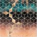 Poster de jardin - Cube - Marbre - Motifs - Or - 100x100 cm
