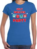 Bellatio Decorations Shoppartners Bv Ugly sweater party Kerstshirt / Kerst t-shirt blauw voor dames - Kerstkleding / Christmas outfit XS