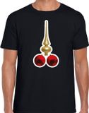 Bellatio Decorations Foute humor Kerst t-shirt kerstballen - heren - zwart M