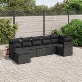Maison Exclusive - Ensemble de meubles de jardin 7 pièces avec canapé et coussins, noir, en polyrotin