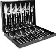 Unyqoos® 24-delige bestekset voor 6 personen, roestvrij staal, vaatwasserbestendig, met houten kist