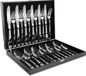 Unyqoos® 24-delige bestekset voor 6 personen, roestvrij staal, vaatwasserbestendig, met houten kist