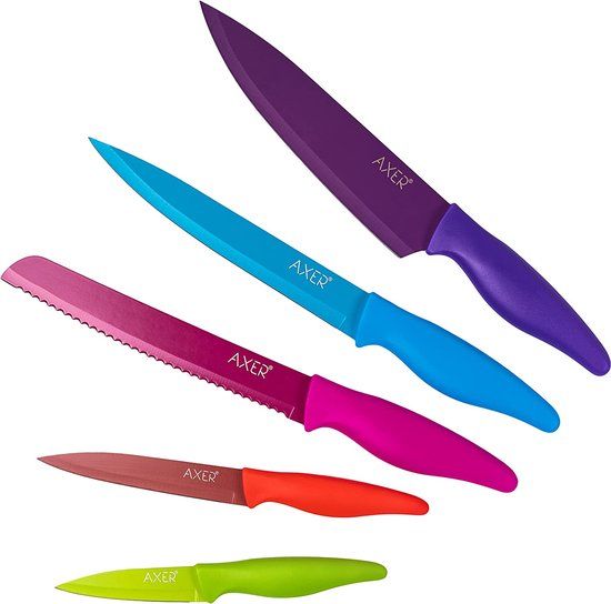 Axer Kleurrijke 5-delige Keukenmessenset - RVS - Vaatwasserbestendig