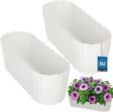 KOTARBAU® 2 st. Balkonbak, Bloembak voor Balkon, Kunststof, 40 x 13 x 13 cm, Wit
