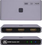 MMOBIEL HDMI Switch 4K 60Hz - 2 in 1 Out Bidirectionele HDMI Switcher - HDMI Splitter HDR, 3D - HDMI Hub voor TV, Monitor etc. – Geschikt voor Apple TV, Xbox, PS5/4 enz. 1 scherm tegelijk – Aluminium