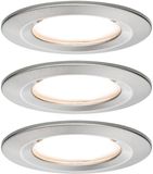 Paulmann LED-inbouwlamp Nova Plus Coin Basisset star IP44 rond 78 mm Coin 3x6W 3x470lm 230V dimbaar 2700K Staal geborsteld