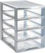 Plasticforte Ladekastje bureau organizer - 4x lades - zilver/transparant - L26 x B35 x H36 cm - kunststof