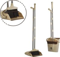 Bene Vivere Stoffer en Blik met Lange Steel - Bruin/Beige - Verstelbaar