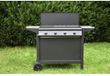 Grill Garden Gasbarbecue 4 brûleurs Plancha Couvercle Noir