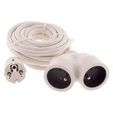 Verlengkabel Zenitech - Zenitech verlengkabel met 2 kopen, 3G, 1,5 mm, wit, 5 m - 1 stekker + 2 bussen
