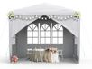 QEENTOE 3x3 meter tuinpaviljoen, wit, waterdichte polyethyleen tent met 4 zijwanden, deur met rits, partytent voor tuinfeesten