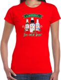 Bellatio Decorations fout kersttrui t-shirt dames - IJskoud bier - rood - Christmas beer L
