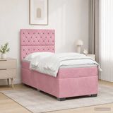 vidaXL Boxspringbed met matras Roze 100 x 200 cm Fluweel