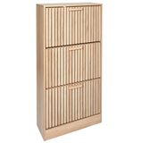 HOME DECO FACTORY Schoenenkast met 3 deuren, klaus-ingang, woonkamer, bruin, 60 x 113 x 24 cm