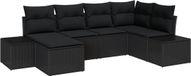 vidaXL Banc de jardin avec coussin 6 pièces Poly rotin noir