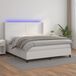 Maison Exclusive - Lit boxspring avec matelas et éclairage LED, blanc, 160x200 cm, similicuir