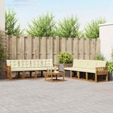 vidaXL Hoek loungeset 8 zitplaatsen Acacia hout Natuurlijk en crème