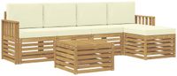 vidaXL - Bank loungeset - 5 zitplekken - Wit en crème - Polyester - Inclusief tafel