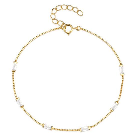 Elenza AMS Elenza Goudkleurige Armband met Heldere Stenen in 925 Sterling Zilver