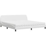 Prolenta Maison Exclusive - Lit avec matelas « Dover » blanc 200 x 200 cm, simili cuir