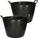 Forte Plastics 2x stuks flexibele kuip emmer/wasmand vierkant zwart 40 liter - Opbergmanden