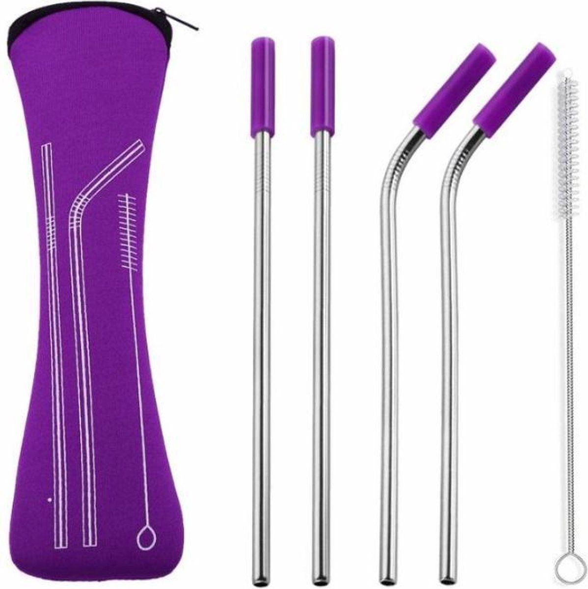 Fako Bijoux RVS Rietjes - 4 Stuks - Paars