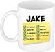 Bellatio Decorations Naam mok Jake - wit - top gozer - keramiek - 300 ml - cadeau collega beker