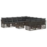 vidaXL Tuinbank Set 12 st Grijs poly rattan
