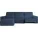 ECOMMERC3 Chaiselong bankhoes, kort hoekdeel links, met bi-elastische relaxbank, blauw, zeer elastisch, ademend en met schuim voor bevestiging
