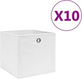 vidaXL Opbergboxen 10 st 28x28x28 cm nonwoven stof wit
