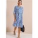 Robe mi-longue avec encolure fendue et imprimé